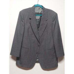 Towncraft Suit Jacket 42S worsted wool blend striped gray Blazer Sport Coat EUC